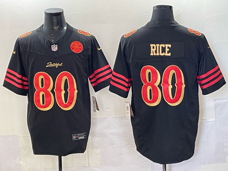 Men 2025 San Francisco 49ers #80 Rice black 5th generation Nike Limited NFL Jersey style  0015